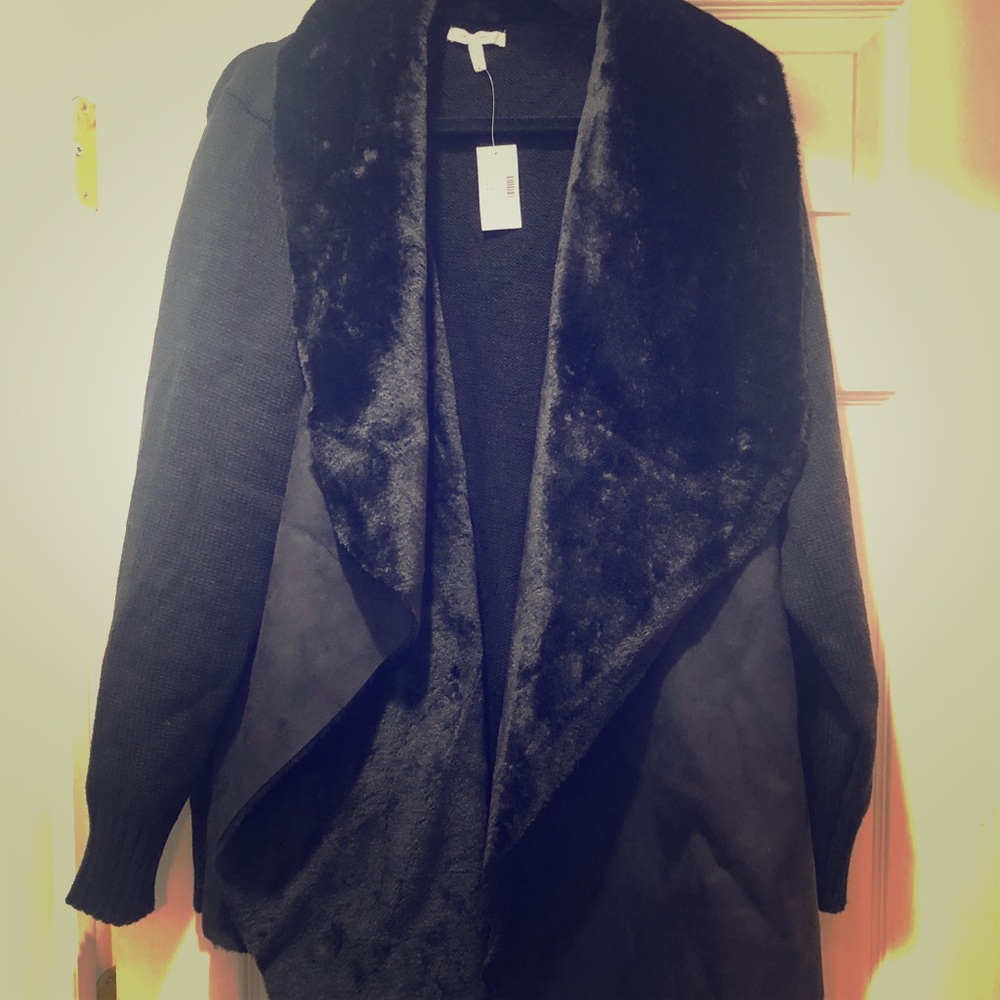 Size 2 Maurices Sweater- Suede, fur. NWT